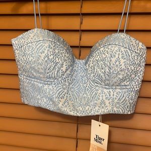 Half top blue silver sparkle top